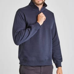 Poleron Medio Cierre M/L Unisex Azul marino