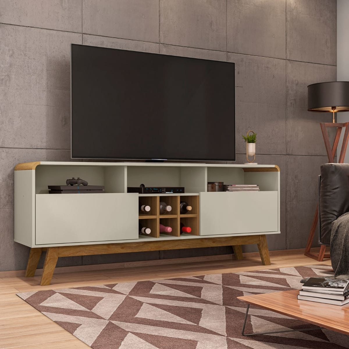 Rack Tv 65" Larimar Blanco Invierno Canela | hoga