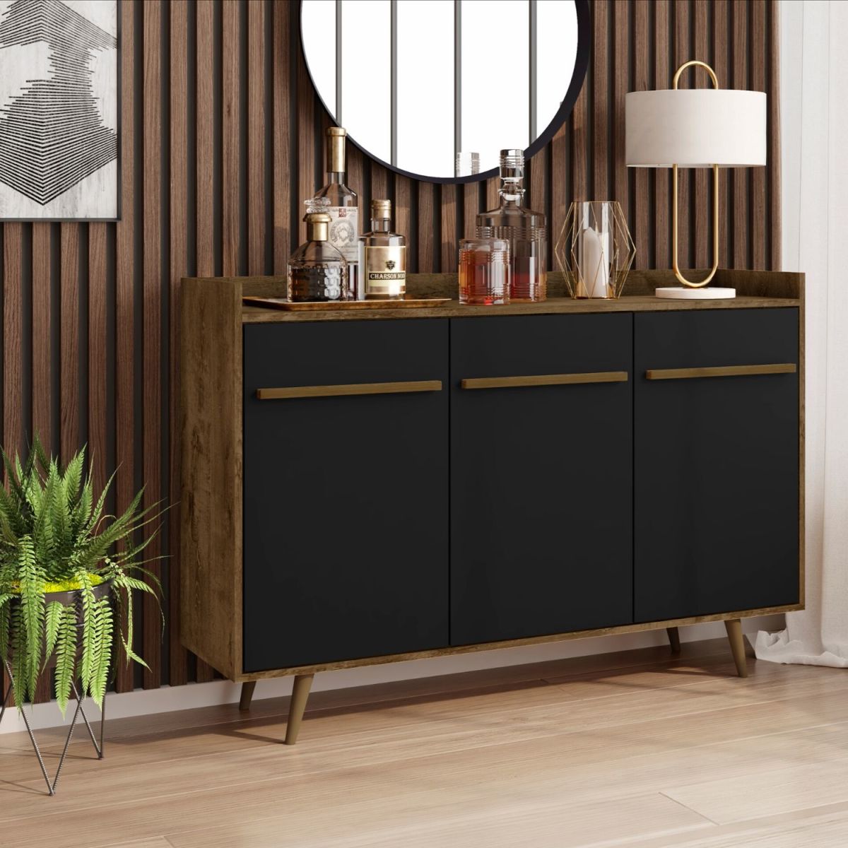 Aparador Buffet Bar Quartzo Rústico Negro | hoga