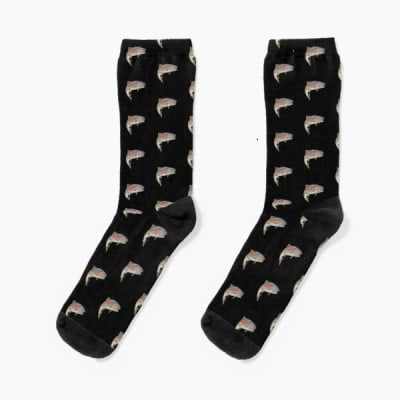 Calcetines de hombre con dibujos para pescadores, azul oscuro con truchas1
