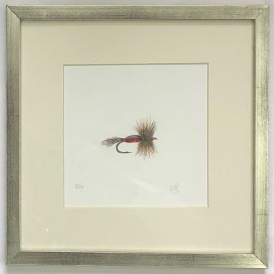 Cuadros Acuarela Reproducción seriada 20 copias. Mosca Humpy Red 28x28 cm1