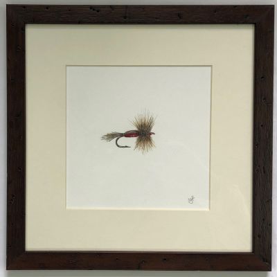 Acuarela Original de María Jesús Pinto, Mosca Humpy Red 28x28 cm.1