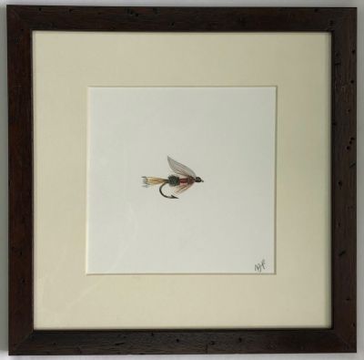 Acuarela Original de María Jesús Pinto, Mosca Royal Coachman 28x28 cm.1