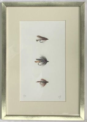 Acuarela reproducción seriada 3 moscas, de 20 copias, María Jesús Pinto, Serie Calcurrupe 29x41 cm.1