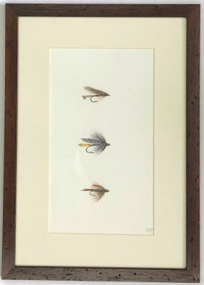 Acuarela original 3 Moscas de María Jesús Pinto, Serie Backer 29X41 cm1