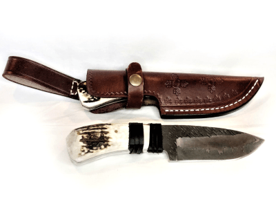 Cuchillo Artesanal Damasco FV, cacha de ciervo1