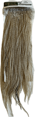 Whiting Herbert Miner Dry Fly Hackle, Rooster Saddle, Pro Grade Dun Grizzly1