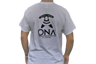 Polera logo ONA Fly Fishing Blanco (bolsillo)1
