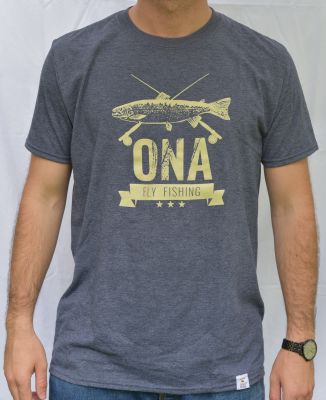 Polera logo ONA Fly Fishing Gris Oscuro  (Charcoal) L1