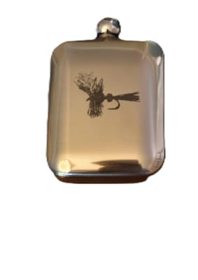 Petaca acero inoxidable curva con patrones de mosca, Royal Wulff1