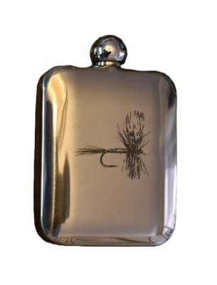 Petaca acero inoxidable curva con patrones de mosca, Dry Adams1