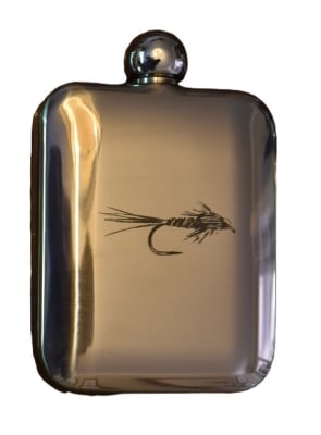 Petaca acero inoxidable curva con patrones de mosca, Pheasant Tail1