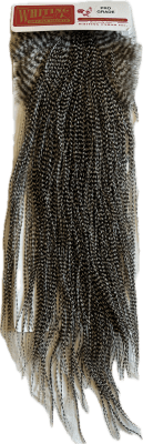 Whiting Dry Fly Hackle, Pro Grade Migge Saddle Grizzly1