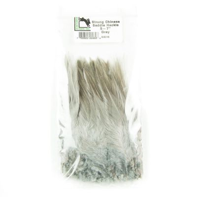 Strung Saddle Hackle Gray1