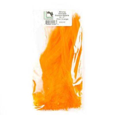 Strung Saddle Hackle Fire Orange1