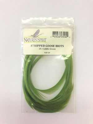 Stripped Goose Biots, Caddis Green1