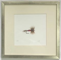 Cuadros Acuarela Reproducción seriada 20 copias. Mosca Humpy Red 28x28 cm