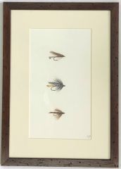 Acuarela original 3 Moscas de María Jesús Pinto, Serie Backer 29X41 cm