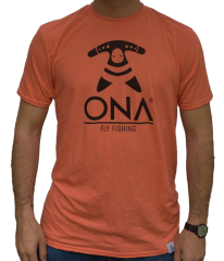 Polera logo ONA Fly Fishing Naranjo Jaspeado (Haether Orange)