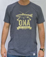 Polera logo ONA Fly Fishing Gris Oscuro  (Charcoal) L