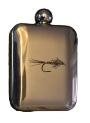 Petaca acero inoxidable curva con patrones de mosca, Pheasant Tail