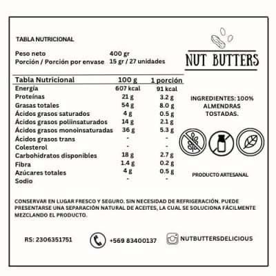 NUT BUTTERS ALMENDRA 400GR