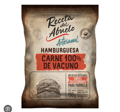 HAMBURGUESA 100% CARNE 150GR RECETA DEL ABUELO