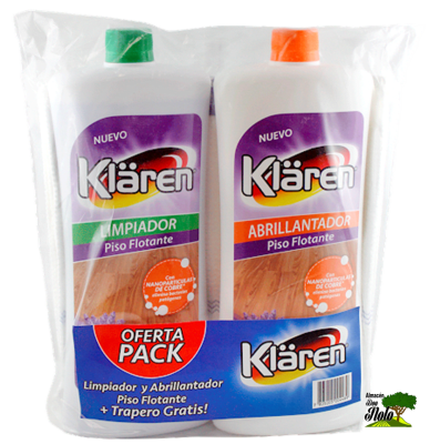 KLÄREN PACK LIMPIADOR Y ABRILLANTADOR DE PISO FLOTANTE + TRAPERO