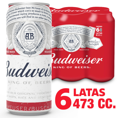 BUDWEISER LATA 473cc PACK x6