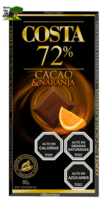 CACAO 72% & NARANJA 80GR