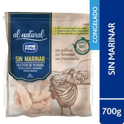 SUPER POLLO FILETITOS DE POLLO CONGELADO 700GR AL NATURAL
