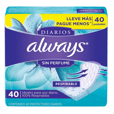ALWAYS PROTECTORES DIARIOS 40U RESPIRABLES