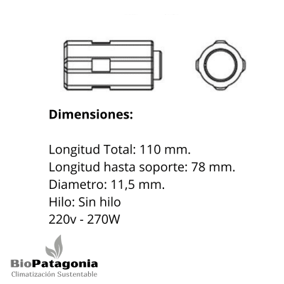 Resistencia Cerámica s/hilo 250W-230V Resistencia Cerámica s/hilo 250W-230V
