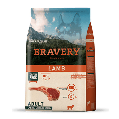BRAVERY DOG ADULTO RAZA GRANDE Y MEDIANA CORDERO
