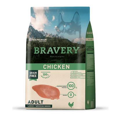 BRAVERY DOG ADULTO RAZA GRANDE Y MEDIANA POLLO