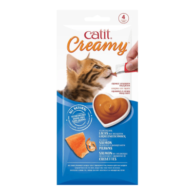 CATIT CREAMY SALMON Y CAMARONES 4u x 10g