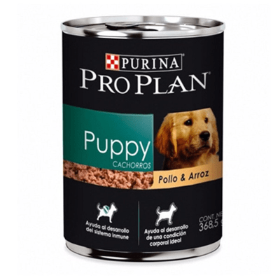 LATA PRO PLAN DOG CACHORRO POLLO Y ARROZ 368g