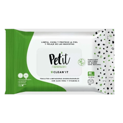 PET IT TOALLA HUMEDA BIODEGRADABLES 80 unid.