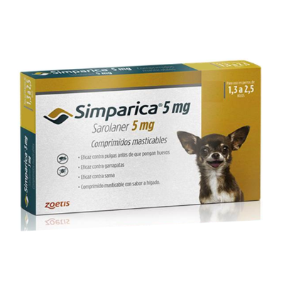 SIMPARICA 5MG 1.3-2.5KG 3COMPRIMIDOS