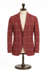 CHAQUETA LINO BURDEO CUADRO VENTANA