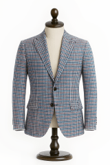 CHAQUETA LINO AZUL CUADRILLÉ