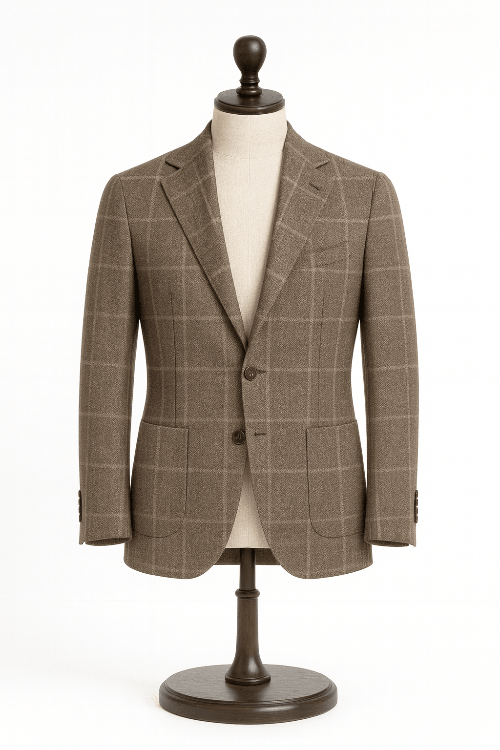 CHAQUETA LINO CAFÉ CUADRO VENTANA