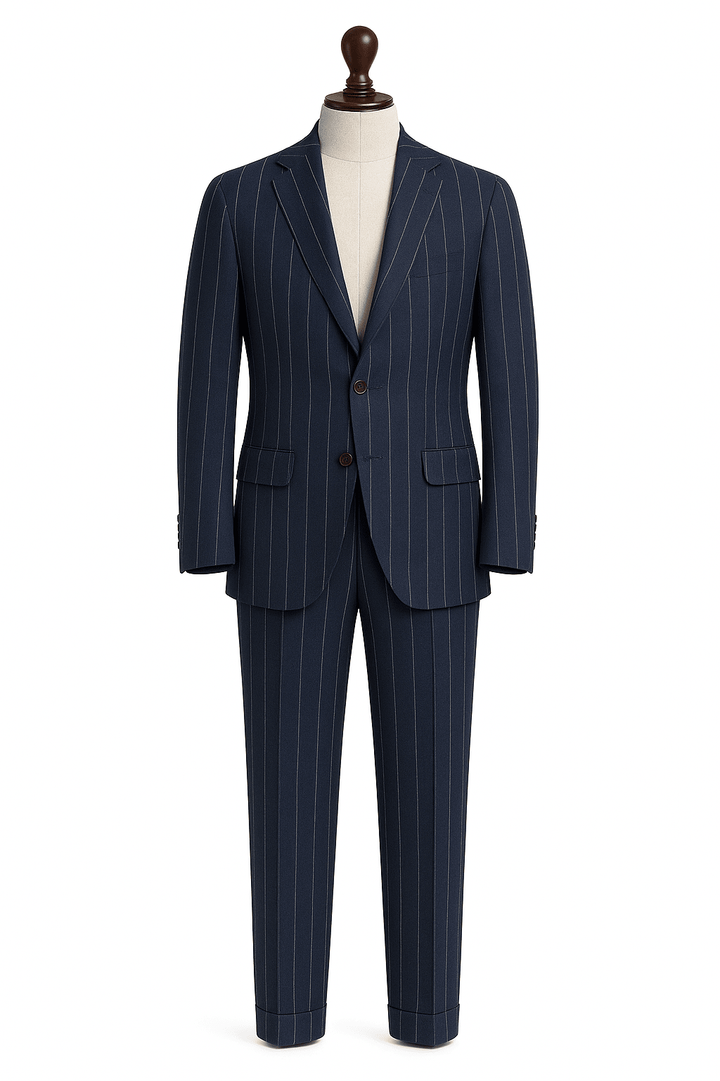 A MEDIDA TRAJE LINO AZUL RAYAS