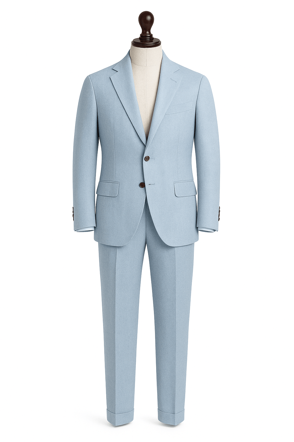 A MEDIDA TRAJE LINO CELESTE