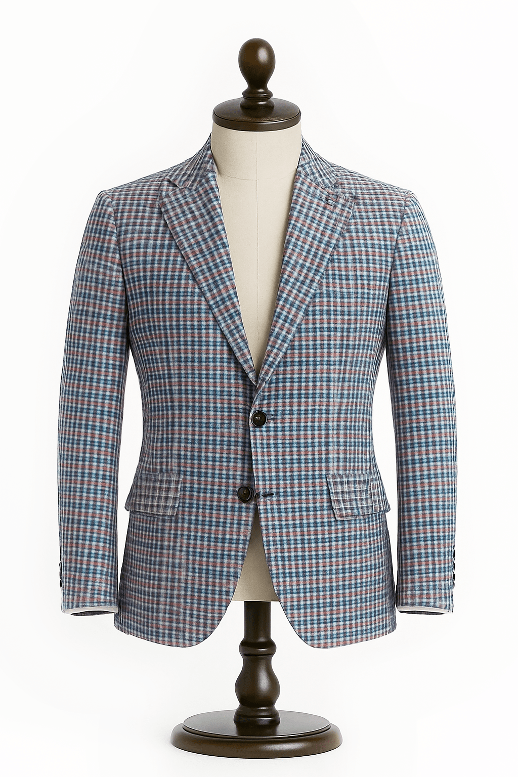 CHAQUETA LINO AZUL CUADRILLÉ