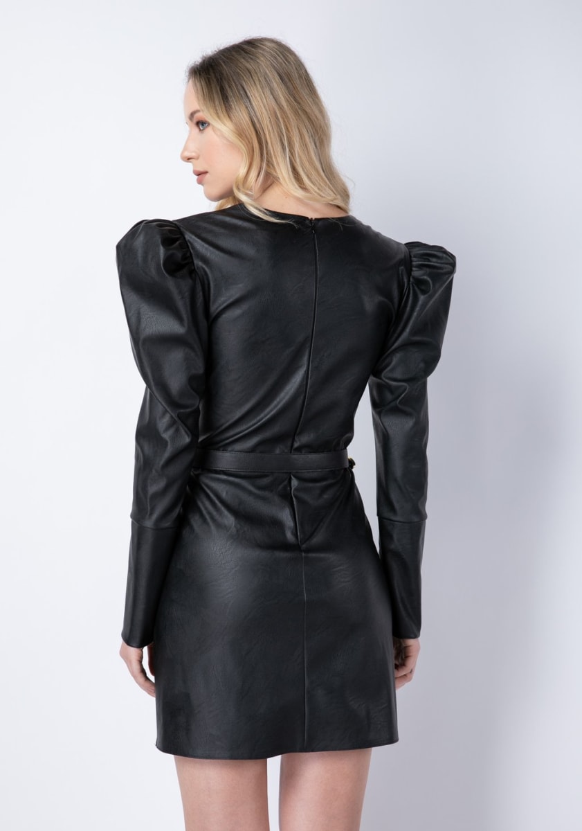 Ripley - VESTIDO ECOCUERO CINTURÓN NEGRO NICOPOLY
