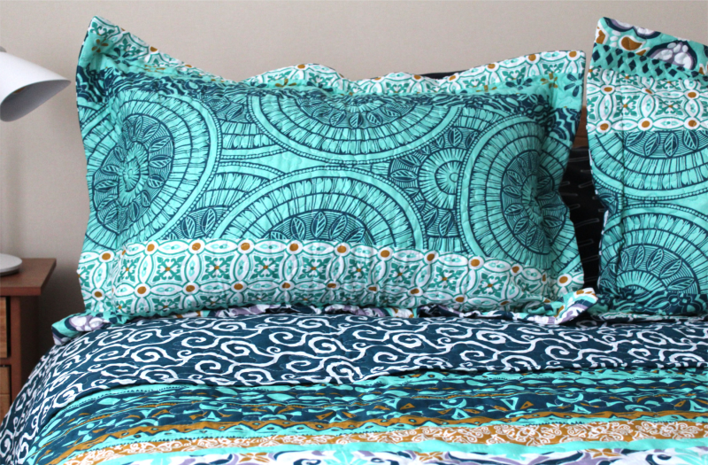 Colcha Quilt Estampada Verde Mandala