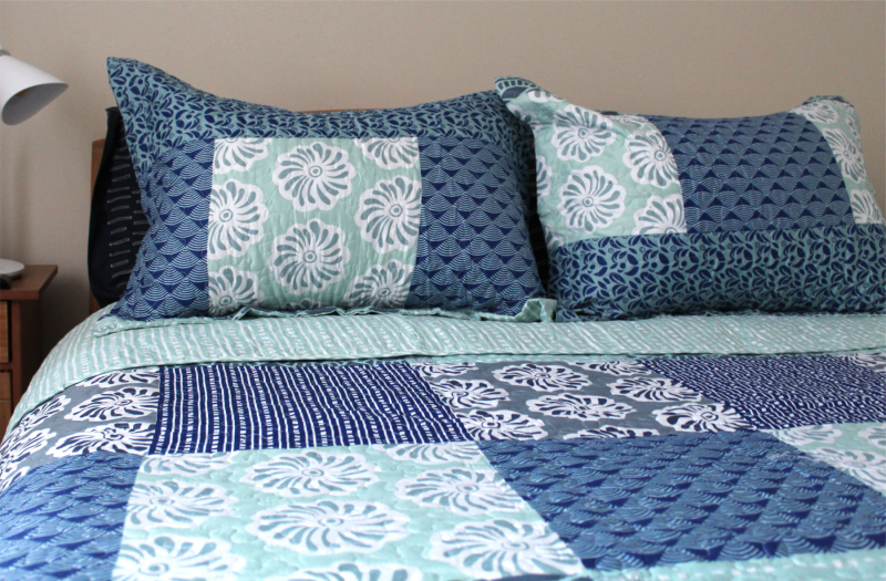 Colcha Quilt Estampada Azul