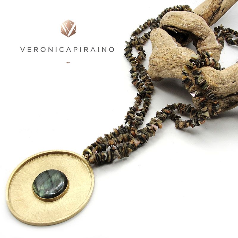 Collar largo doble piedra