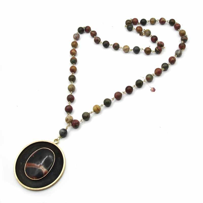 Collar largo jaspe redonda